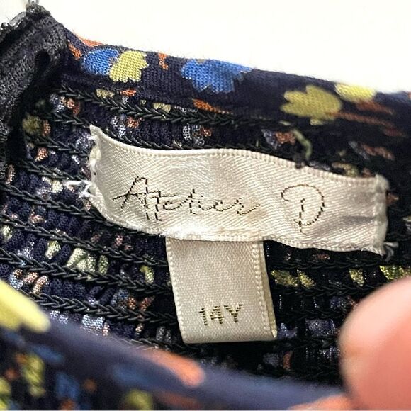 Atelier P Floral Dress Girls size 14Y navy - Picture 4 of 6